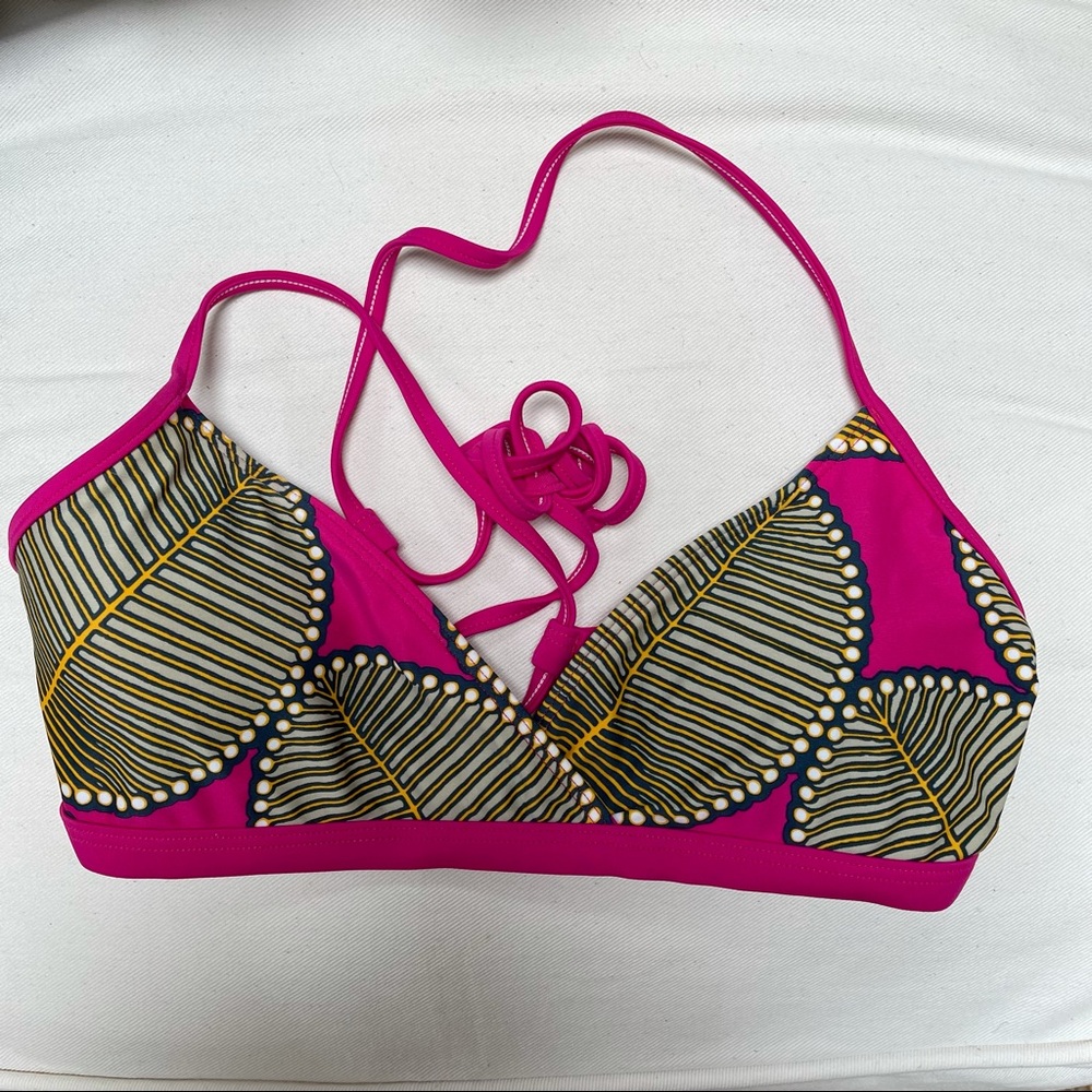 Patagonia Pink Leafy Bikini Top Batik Yellow Navy